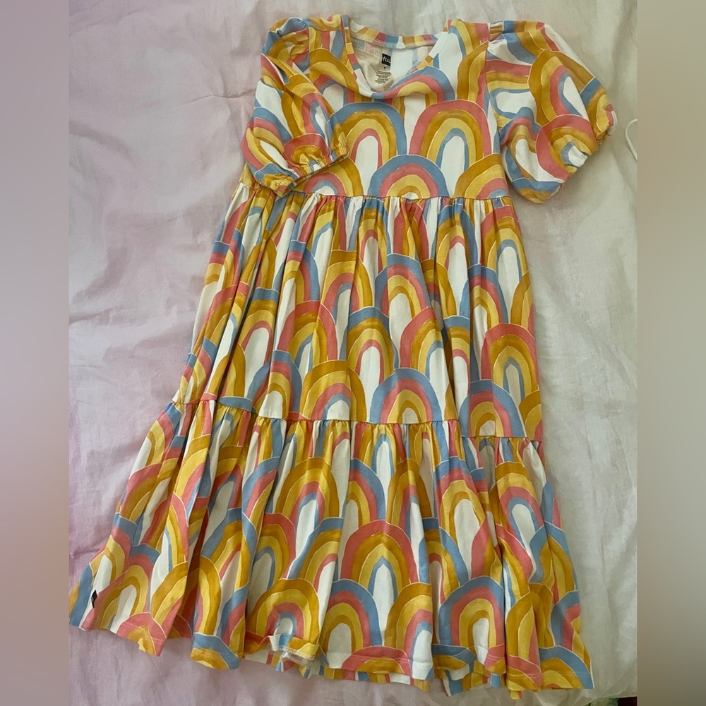NWOT Tea Collection Rainbow and White Kids Dress